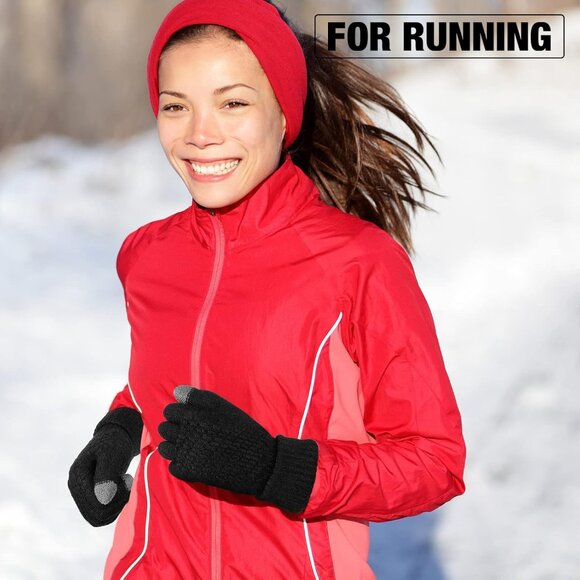 Women's Winter Touchscreen Gloves Soft Warm Fleece Lined Knit 4 Pairs - Picture 7 of 7